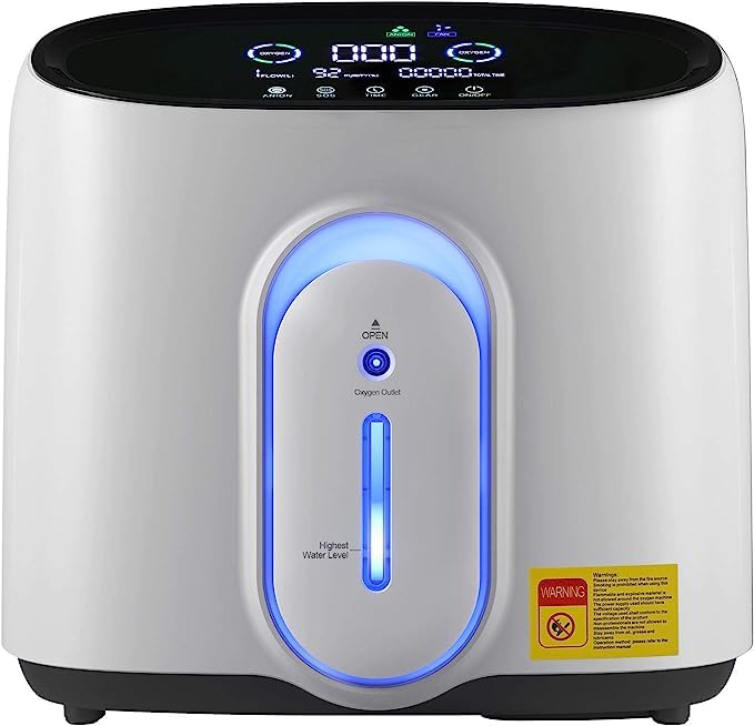 briteway Oxygen Concentrator O2 Generator Portable Intelligent Home Air Purifier 93%,1-8L/Min Flow High Purity AC 220V Remote Control For Home And Travel Car Use DE-Q1, Multicolor
