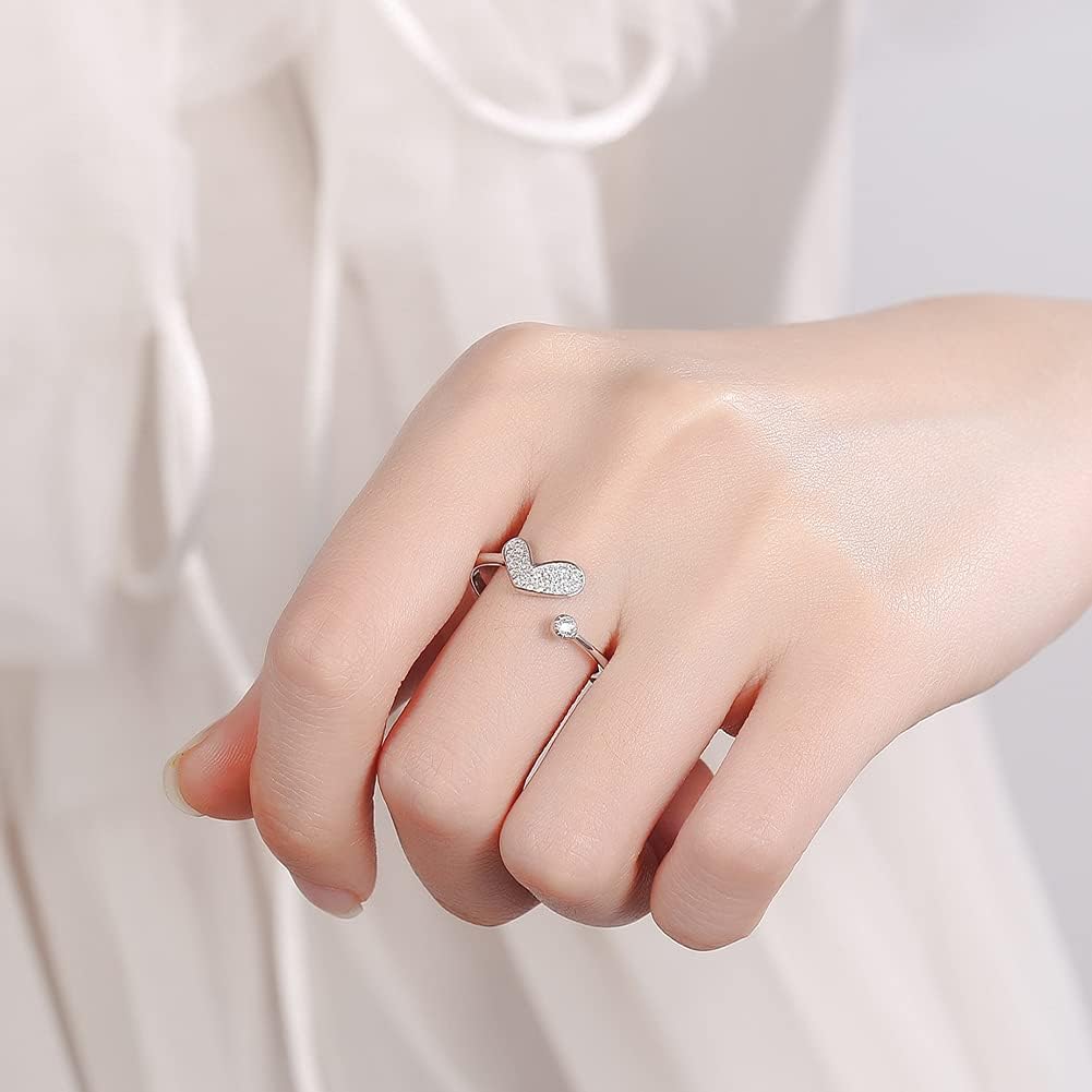 PEARLOVE 925 Sterling Silver Adjustable Ring Stackable Open Rings for Women&Girls - Image 4