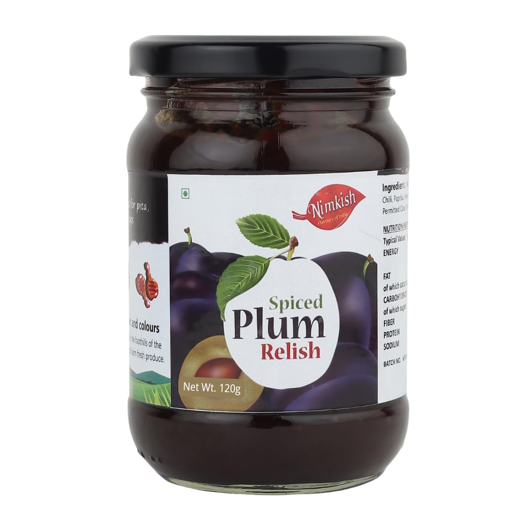 Spiced Plum Relish 120g | Sweet and Tangy Himalayan Delight | Ready to Eat Fruit Chutney with Plum Ginger Clove Cinnamon and Sugar