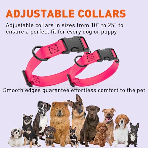 Image of Dogline Biothane Waterproof Dog Collar with Quick Release Buckle Strong Coated Nylon Webbing with Odor- Proof for Easy Care Easy to Clean Fits Small Medium Large Dogs, Pink 5 /8 inch W 9-14 inch L