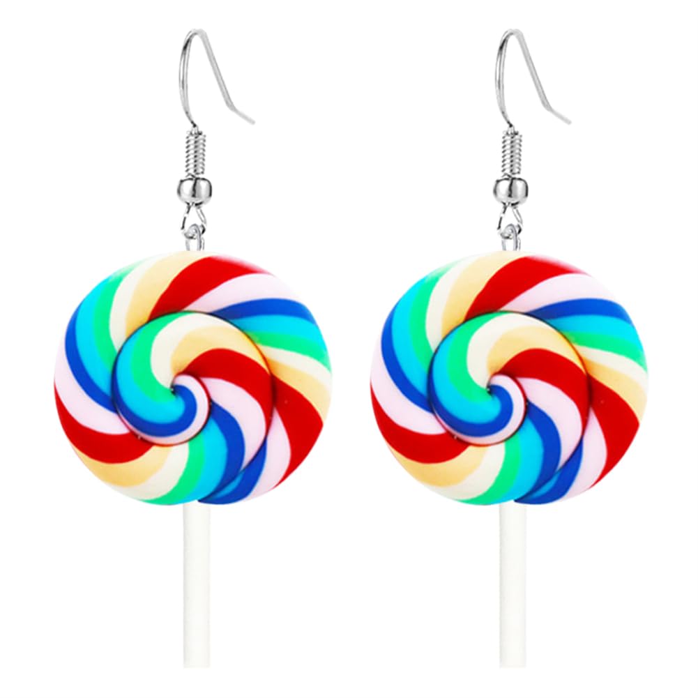 Cute Resin Color Round Lollipop Drop Earring Handmade Candy Color Simulation Food Dangle Earring for Women Jewelry Gifts