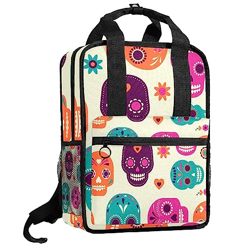 Sac à dos crâne coloré pour garçons avec bretelles réglables et confortables pour l'école