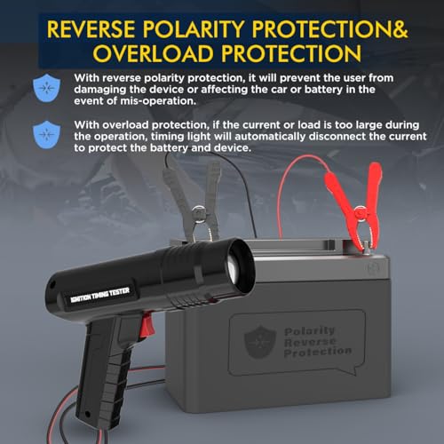 Image of Timing Light 12V Ignition Timing Light Automotive Strong Flash Timing Lights with Sliding Sensor Clip,Long Test Lead, Reverse Polarity Protection, Overload Protection for Car, Motorcycle Petrol Engine