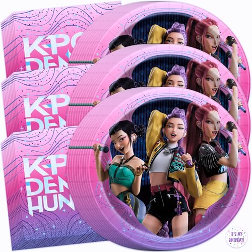 Unique KPop Demon Hunters Plates and Napkins for 32 | KPop Demon Hunters Birthday Decorations for Party | Officially Licensed