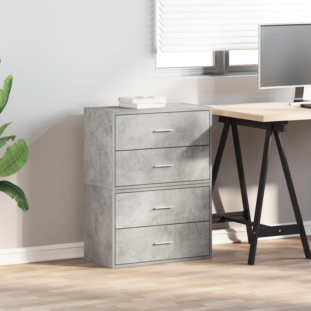 vidaXL Armadi con 2 Cassetti 2 pz Grigio Cemento 60x31x40cm Truciolato, armadietto, credenza, Armadio Buffet credenza, vetrina, Mobile Soggiorno