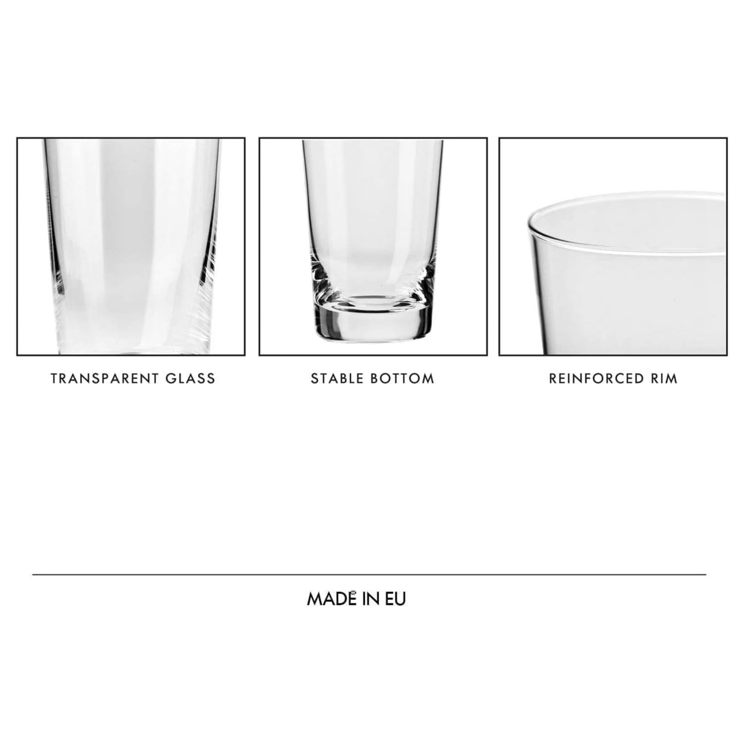 Krosno Haut Verres à Bière | Lot de 6 | 530 ML | Collection Pure | Parfait la Maison, Les Restaurants Les fêtes | Va au Lave-Vaisselle | Verre en cristal sans plomb, idéal pour la maison, le restaurant, le bar et la cuisine, passe au lave-vaisselle