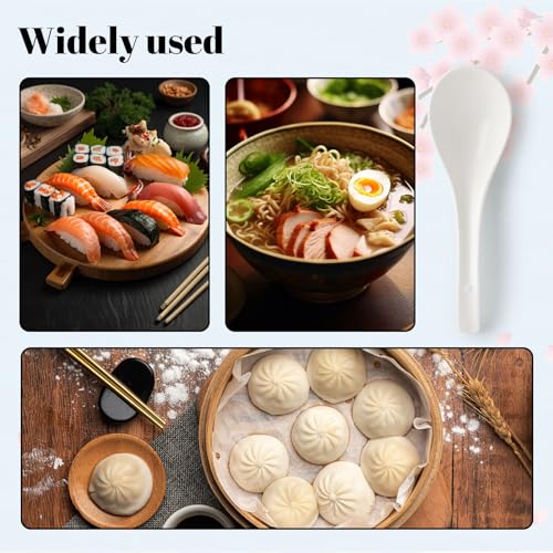 Loveinusa HTG2369 Soup Spoons, Ceramic Asian Soup Spoons 6.8 Inch White Large Japanese Soup Spoons thumb #3