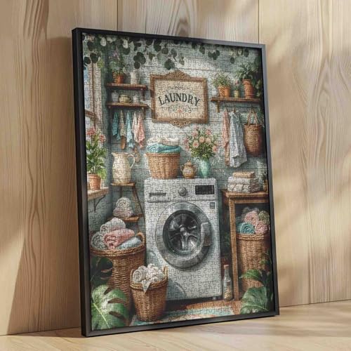 Mother's Day Puzzles 1000 Piezas para Adultos, Escena de Cuarto de Lavado Puzzle para Juegos Familiares Desafiantes DIY Puzzle para Decoración de Pared en Casa Regalos - 19.7 x 27.6 Pulgadas miniatura 4