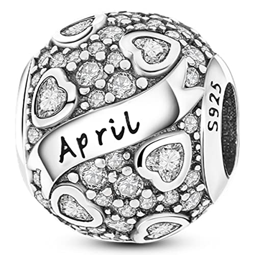 MULA Birthstone Charms 925 Sterling Silver for Bracelets and Necklaces - Dangle Pendants Beads With 5A Cubic Zirconia - Happy Birthday Mothers Day Jewelry