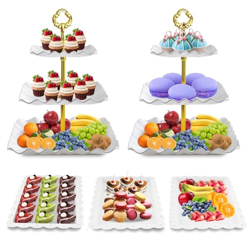 Recopilación de Exhibidor de cupcakes - solo los mejores. 41 LINGLUCKY Soporte de plástico para Cupcakes,Juego de 5 Base para Cupcake,Bandeja Servir en Niveles,Torre Postres Bandejas para Pasteles,Adecuado Bodas,Fiestas...