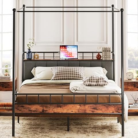 LIKIMIO Queen Canopy Bed Frame Cover