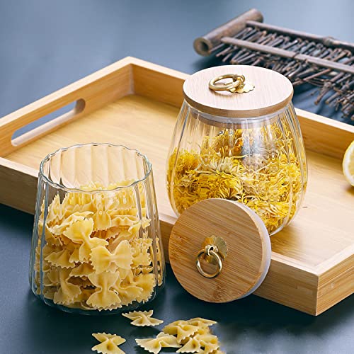 Viovian Glass Storage Coffee Container 650Ml(22 Oz) Jars With Airtight Lid And Spoons Petal Decorative Containers For Sugar Metal Beans Loose Tea Nuts Candy Spice Food (Taper) #TOP3