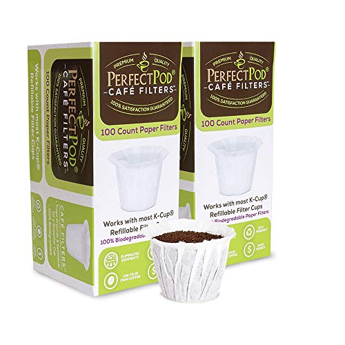 Cafe Filters Paper Liners for Reusable K Cup Coffee Pods by Perfect Pod - Fits All Brands...
