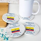 Runde Getränkeuntersetzer mit Ecuador-Flagge, 4 Stück, Parkplatz für Ecuadorianer, alle anderen werden abgeschleppt, saugfähige Keramik-Untersetzer, Keramik-Untersetzer, Tassenmatte für Küche