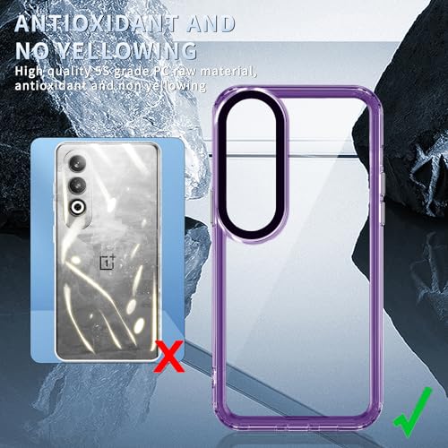 Image of Kapa Warrior Acrylic Clear Back Cover for OnePlus Nord CE 4 / Nord CE4 | Slim Shockproof [Military Grade Protection] Hybrid Bumper Case (Purple Sides)