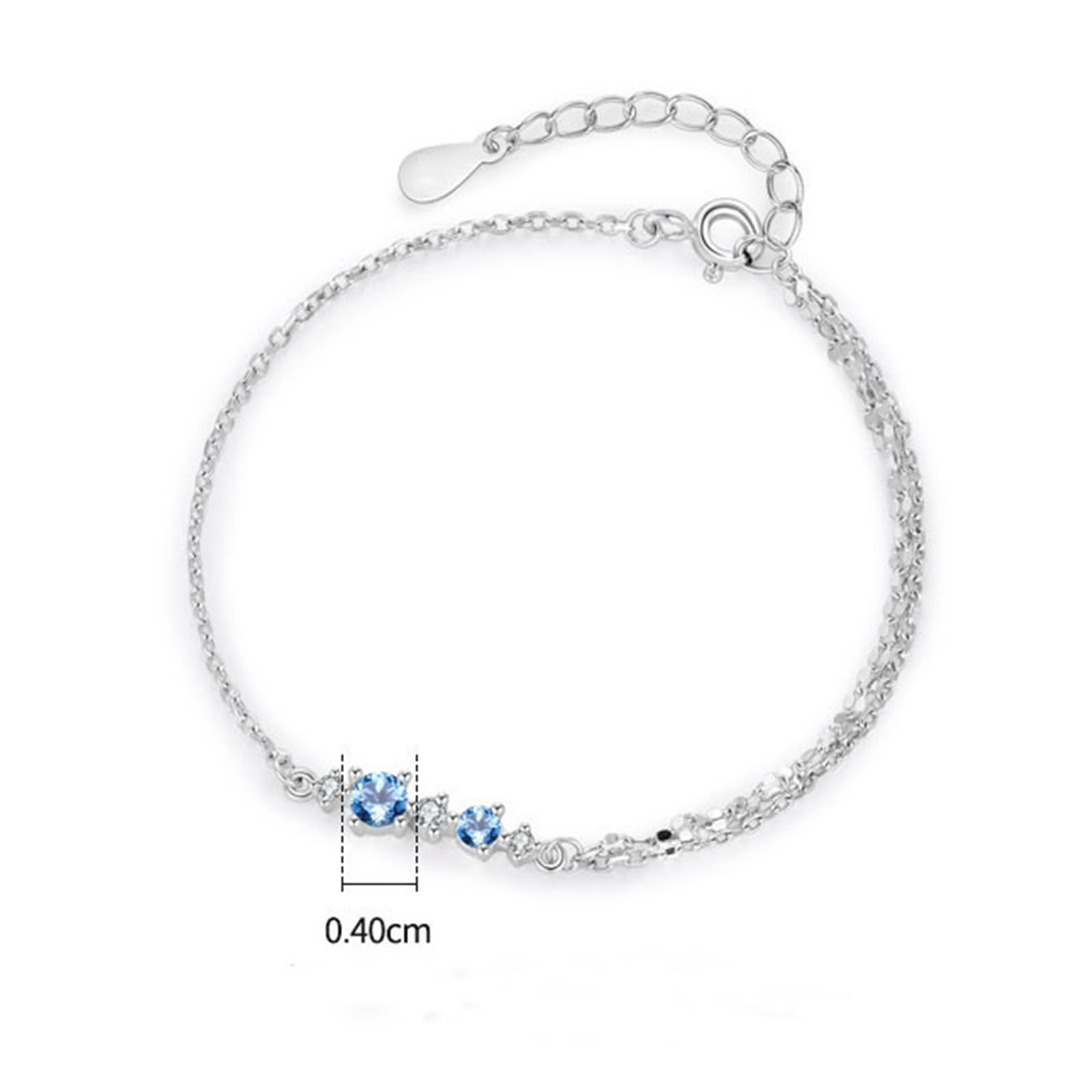 KnSam Pulsera de oro real de 18 quilates para mujer, cadena de 3 brazaletes con topacio azul, pulsera de moissanita, PT950