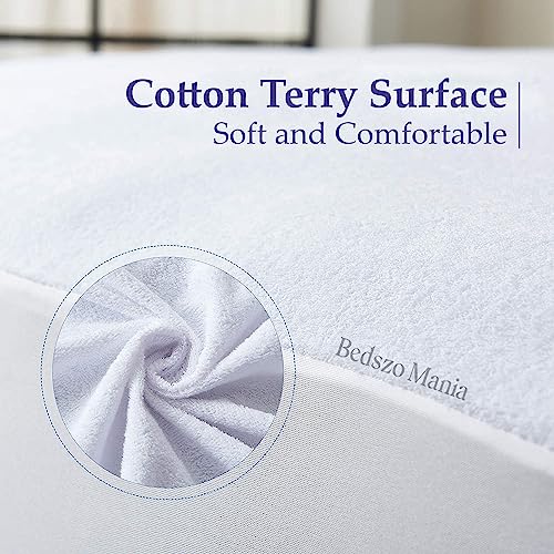 Xl V Berth Mattress Protector Pad Cover White Color Fits Upto 12”Inch Deep Pocket 100% Waterproof In Xl V Berth Fitted Style Ultra Soft Terry Cotton Material Vinyl-Free Easily Washable #TOP4