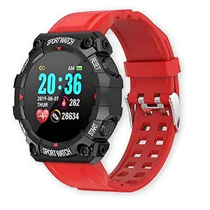 Drumstone (Diwali Special Years Warranty FD68 Smart Band Fitness Tracker Comprehensive Heart Rate, Sleep, and Step Monitoring for Kids & Adults Compatible with iOS & Android Red