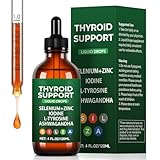 Crobirware Thyroid Support Complex Liquid Drops for Women & Men - High Potency Iodine, Zinc, Selenium & Ashwagandha for Cortisol & Stress Relief - Natural Metabolism & Energy Booster - 4 oz (120ml)