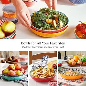Dowan pasta bowls 35 oz large salad bowls 85 serving bowls porcelain prep plates bowls set of 4 wide and shallow bowls for kitchen pasta salad ideal gift home decor vibrant color  urban country home decor