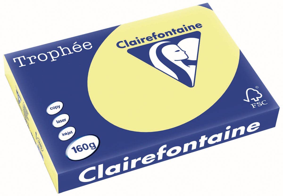 Clairefontaine Trophy A3 (297 × 420 mm) żółty papier do drukarek atramentowych - Papier atramentowy (A3 (297 x 420 mm), kserokopia, żółty, 160 g/m², FSC)