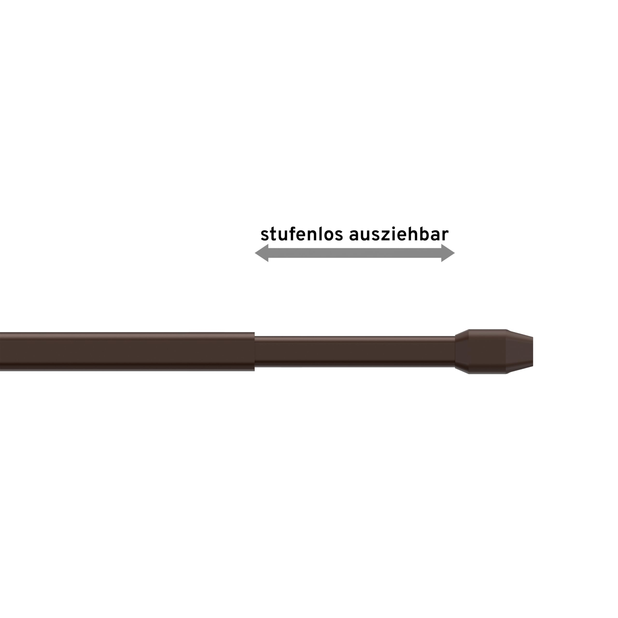 Interdeco Vitragestangen mit Klebehaken/Scheibenstangen Braun (4 Stück), ausziehbar 100-180 cm