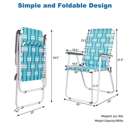 Vingli Patio Lawn Chairs Folding Set Of 2, Webbed Folding Chair Outdoor Beach Chair Portable Camping Chair For Yard, Garden (White) #TOP3