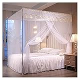 Soporte para Mosquitera Marco de cama con dosel for dormitorio, 4 esquinas, marco de cama con dosel de tamaño King for mosquitos doble completo, bufanda de soporte de cama exterior for postes, decorac
