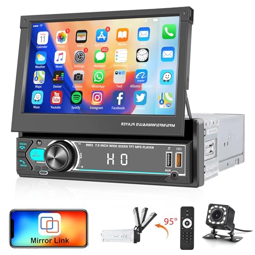 Radio para auto con pantalla táctil desplegable de 7 pulgadas miniatura 1