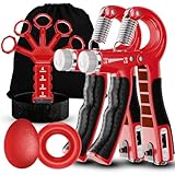 ACOTANT Grip Strength Trainer(5 Pack) with Finger Exerciser, Hand Grip Strengthener, Finger Stretcher,Grip Ring & Stress Relief Ball for Muscle Building and Injury Recover with Carry Bag