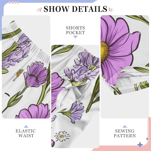 ZZXXB Spring Bee and Flowers Boys Long Pants Soft Trousers Elastic Waist Kids Lounge Bottoms with Pockets S-XL4