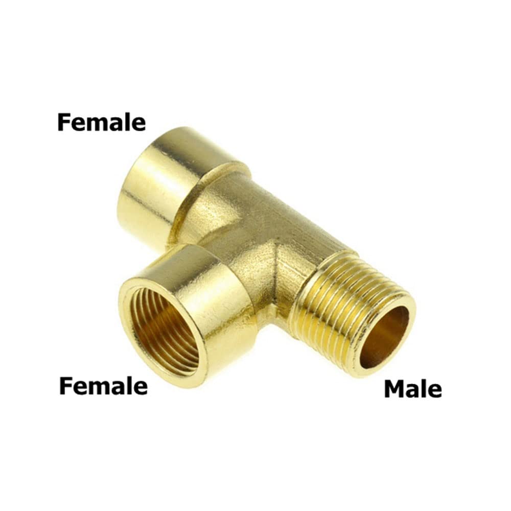 Raccord de tuyau coudé en laiton, adaptateur 2 voies et 3 voies for huile, eau et connecteur fileté mâle/femelle BSP 1/8" à 1", 1 pièce