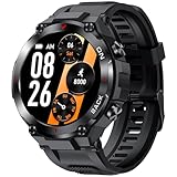HCPZL Reloj inteligente para hombre (respuesta/marcación), pantalla IPS HD de 1.32, reloj deportivo táctico con GPS, reloj inteligente resistente con monitor de salud 24 horas, reloj inteligente para