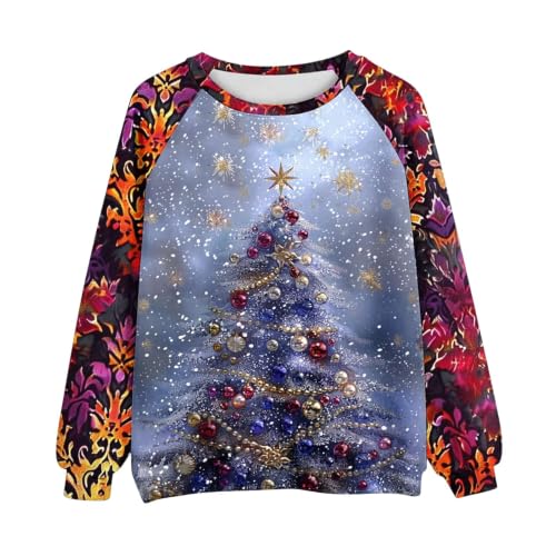 Christmas Sweatshirts For Women Crewneck Rib Graphic Holiday Pullover Tops - image 5