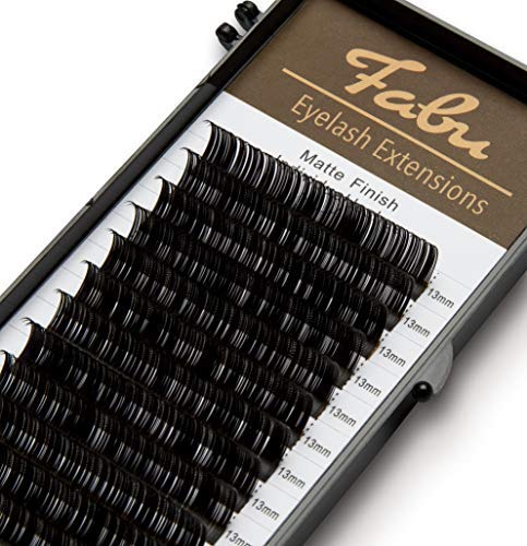 Professional Premade Fans for Lash Extensions – Handmade Volume Lash Fan Mix Tray – Natural Look, Cruelty-Free Mink Lashes for False Eyelash Extension Kit by Fabu, Black, 10-16mm, Classic 0.12 C-curl