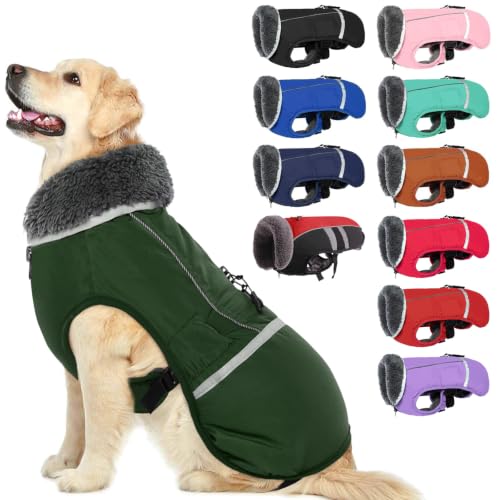 Image of QBLEEV Warm Dog Coat, Reflective Dog Jacket, Waterproof Dogs Winter Coat
