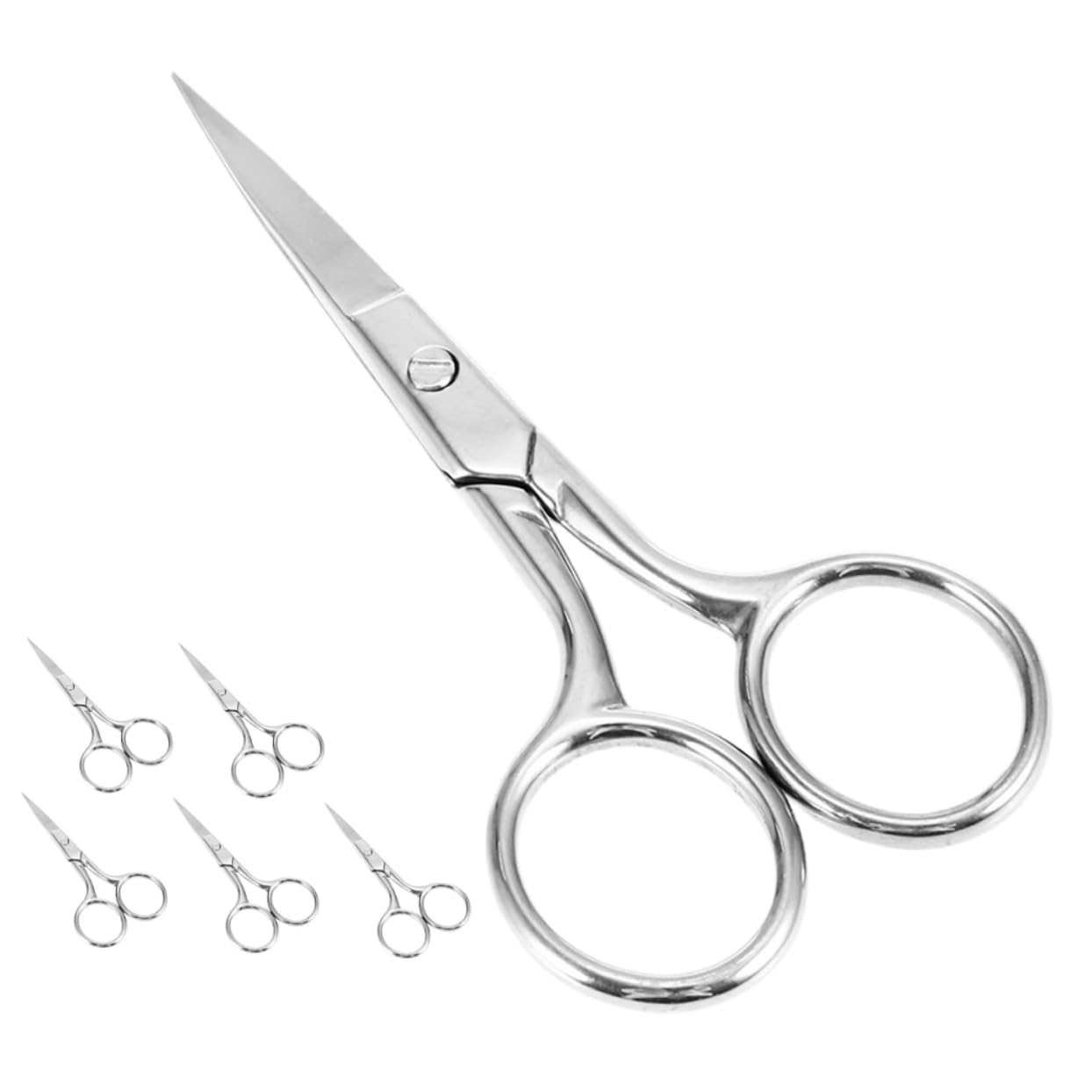 Ipetboom 6pcs Stainless Steel Eyebrow Scissor Set Mini Scissors for Eyebrow Grooming Perfect for Face Hair Beard Nose Hair