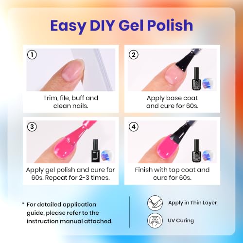 Image of Beetles Gel Nail Polish Set - 23pcs Gel Polish Set Fall Colors, 20 Colors Pink Green Blue UV Gel Polish with Base Top Coat, All Season Manicure Tools for Beginners Nail Art Home