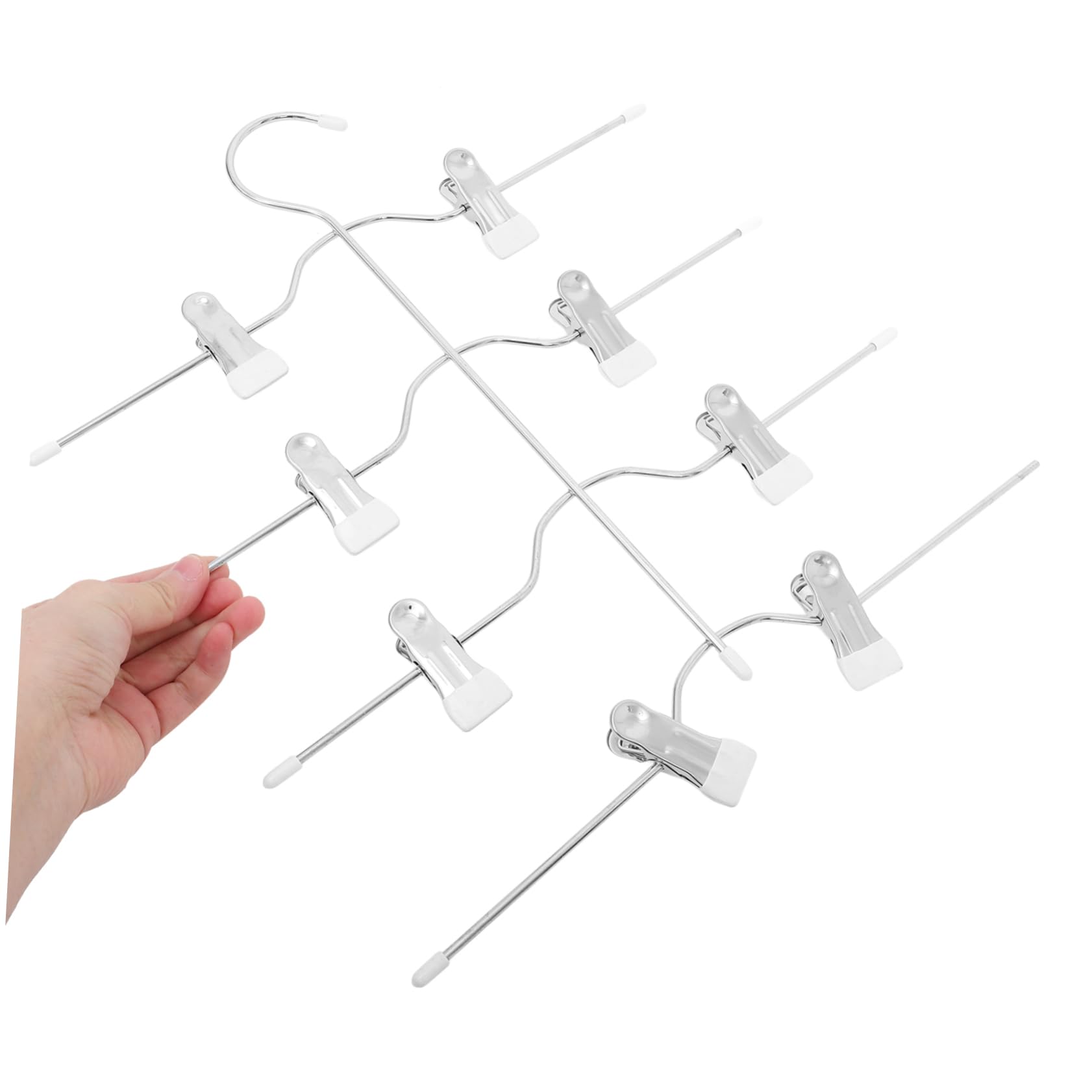 Pack Hosenbügel mit Clips, 4-stufig, Weiß aus Manganstahl