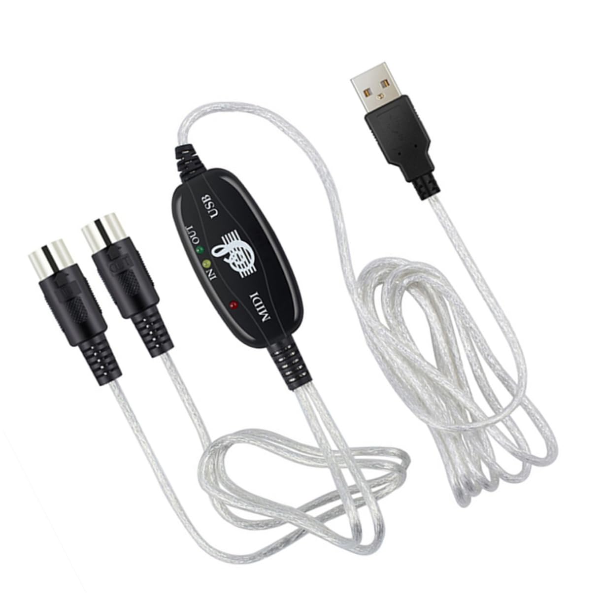 OFFSCH USB Midi Cable for Music Editing Keyboard Connection Adapter for Built Driver Compatible with Windows Xp Vista High Performance Signal Transmission