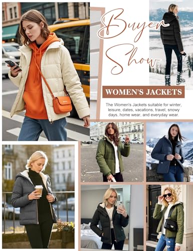 Vancavoo Wintermantel Damen Winterjacke Warm Gefüttert Winterparka Winter Jacket Mäntel Parka Kurzmantel Frauen mit Kapuze,Marineblau,M