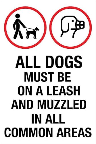 Xewazd A548 8"X12" Funny Vintage Tin Sign - All Dogs Must Be On Leash & Muzzled (Common Areas) | Home Farmhouse Cafe Yard Gift