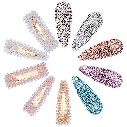 10 Pieces Shinning Crystal Hair Barrettes Rhinestone Hair Clips Snap Clips Sparkly Bling Hair Clips for Women Wedding Party Decoration Hair Accessories