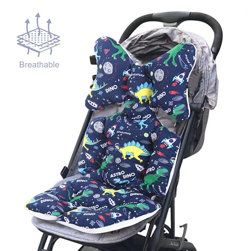 Image of Motherly Baby Stroller Seat Cushion | Reversible and Universal Fit Pad for Strollers, High Chairs, Car Seats & Rockers | Soft, Breathable Pram Liner with Secure Straps & Safety Belt Slot