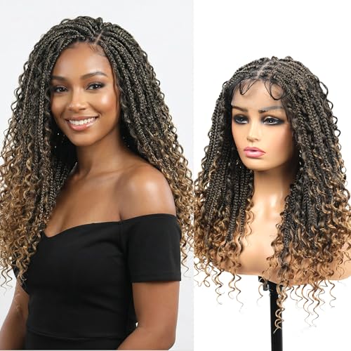 salanno 16" Boho Braided Wig, T27, Curly Full Lace Wig