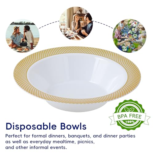 Jolly Chef 100 Disposable Plastic Bowls 12Oz Premium Heavy Duty Disposable Dinner Bowls Reusable And Great For Parties Or Weddings thumb #5