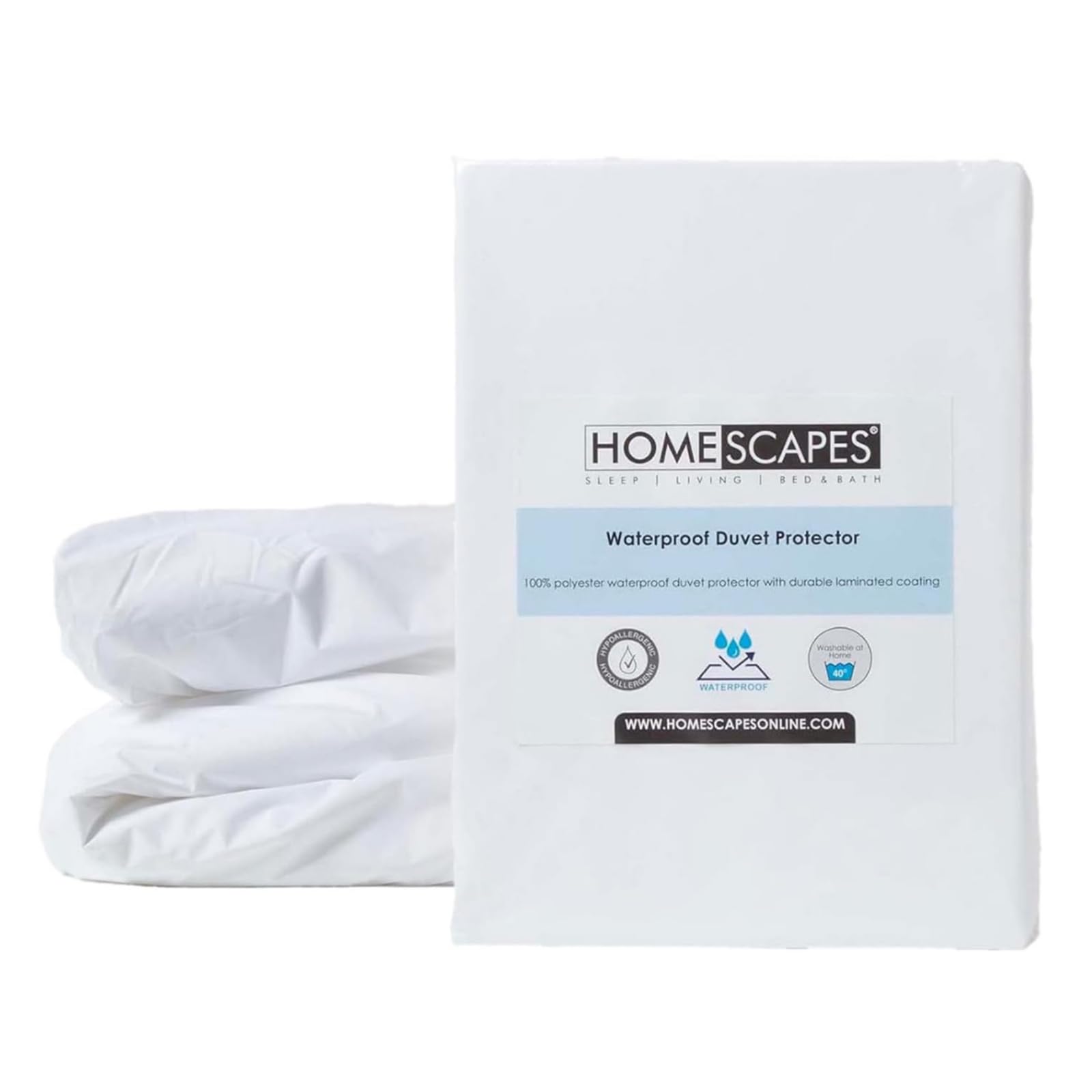 HOMESCAPES King Size Waterproof Duvet Protector Hypoallergenic Anti Dust Mite Washable Protector Oeko-Tex Certified Soft & Breathable with Zip ClosureOEKO-TEX STANDARD 100