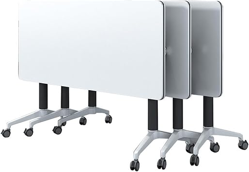 Conference Tables, Rectangular Meeting Room Table with Wheel, Seminar Table for School College, Boardroom Desk, Study Writing Desk, Home Office Desk,White,160cm