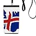 Map Iceland Flag Pattern Phone Wallet Purse Hanging Mobile Pouch Black Pocket