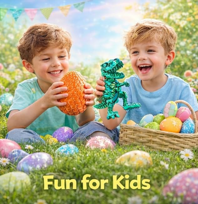 2 Packs 3D Printed Dinosaur Toys for 3-5 5-7 Years Boys, Jurassic T-rex Skeleton Action Figures with Large Storage Dino Eggs, Birthday Gifts Fidget Toys for 3 4 5 6 7 8 9 10 11 12 Years Old Boys Girls - image 7